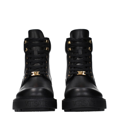 Versace Black Leather Ankle Boots