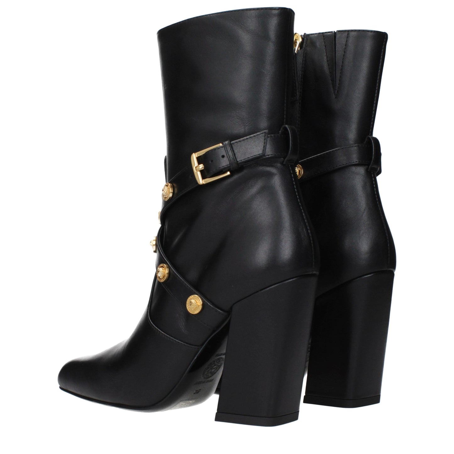 Versace Black Leather Ankle Boots