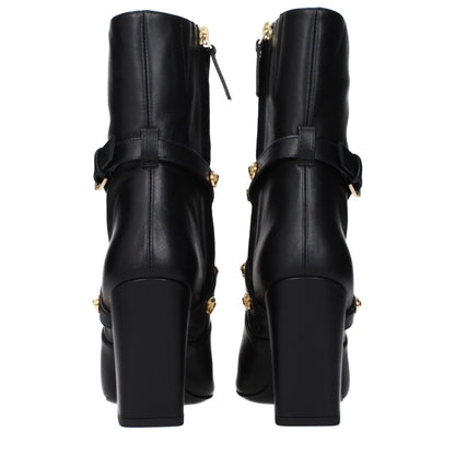 Versace Black Leather Ankle Boots