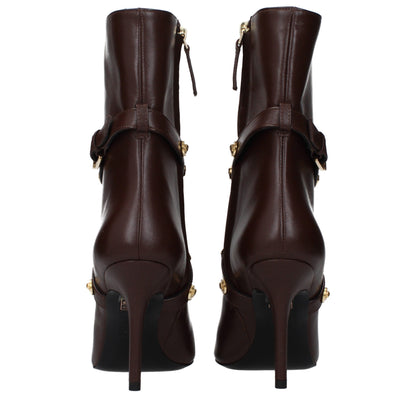 Versace Brown Leather Ankle Boots