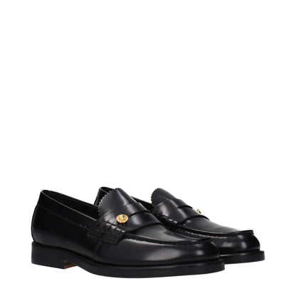 Versace Black Leather Slip-On Loafers