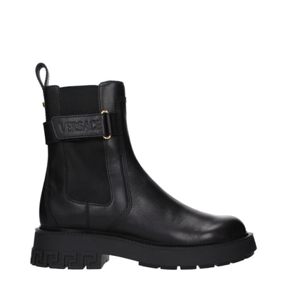 Versace Black Leather Ankle Boots
