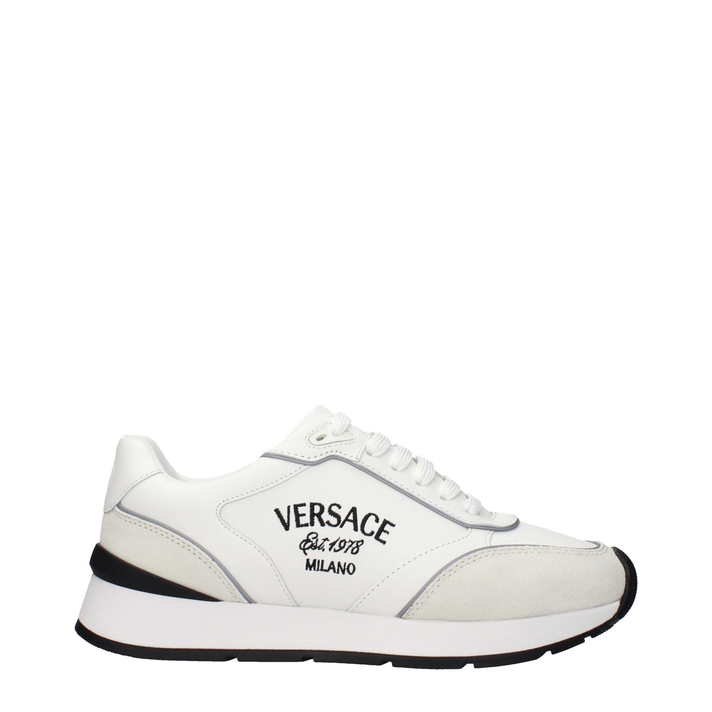 Versace White Leather Athletic Sneakers