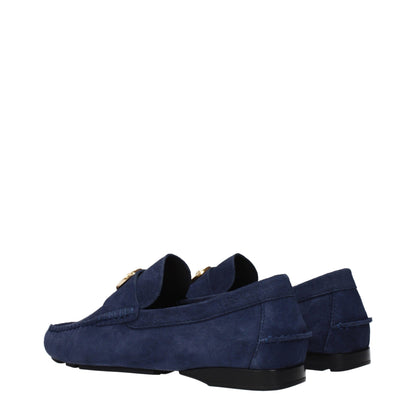 Versace Blue Leather Slip-On Loafers