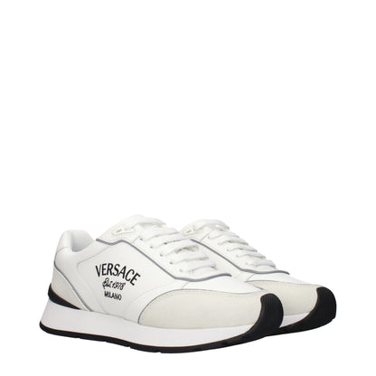 Versace White Leather Athletic Sneakers