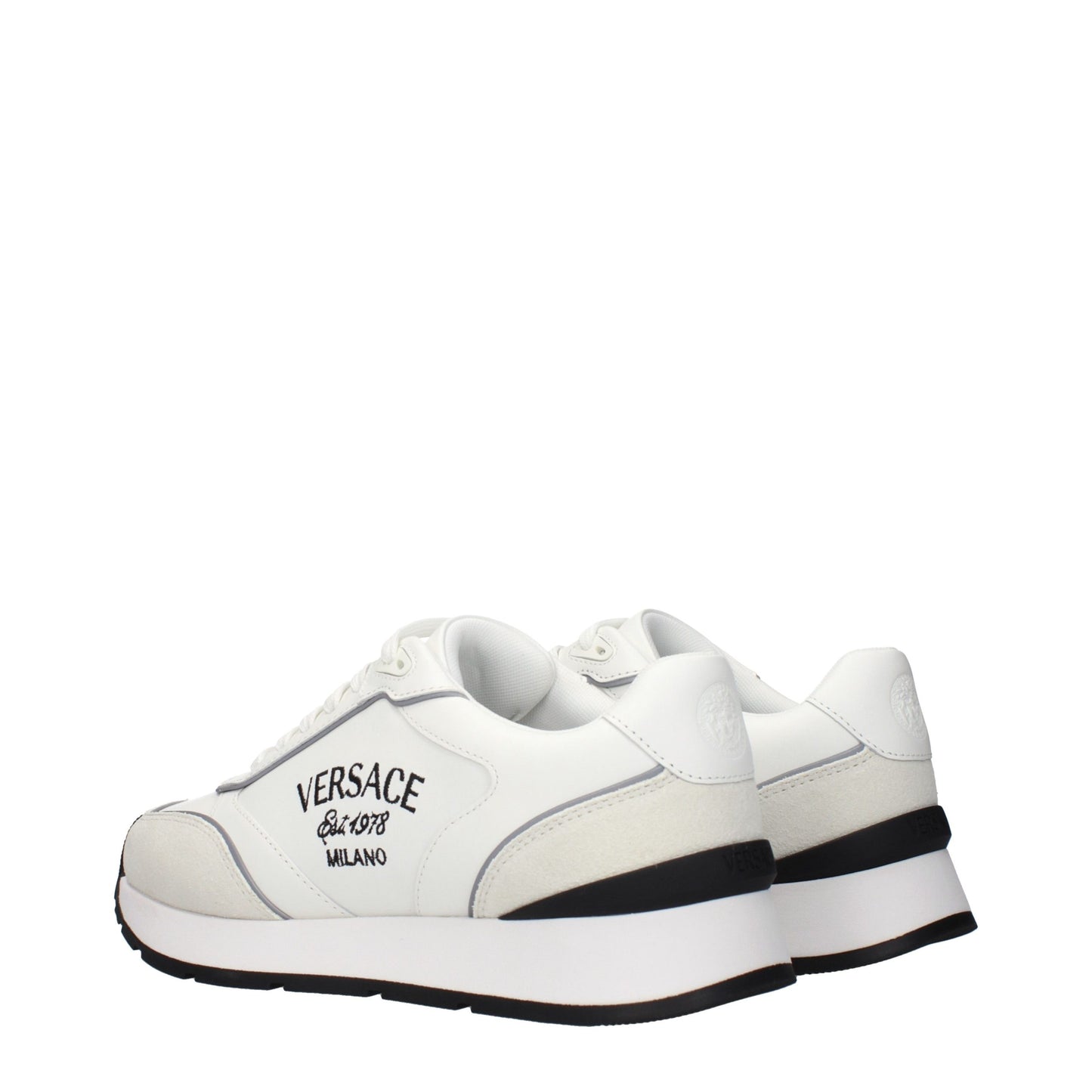 Versace White Leather Athletic Sneakers