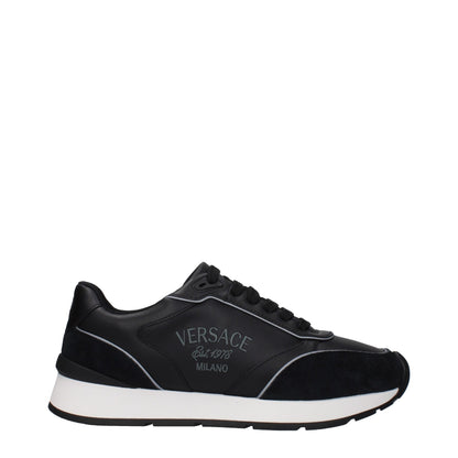 Versace Black Leather Low Top Sneakers