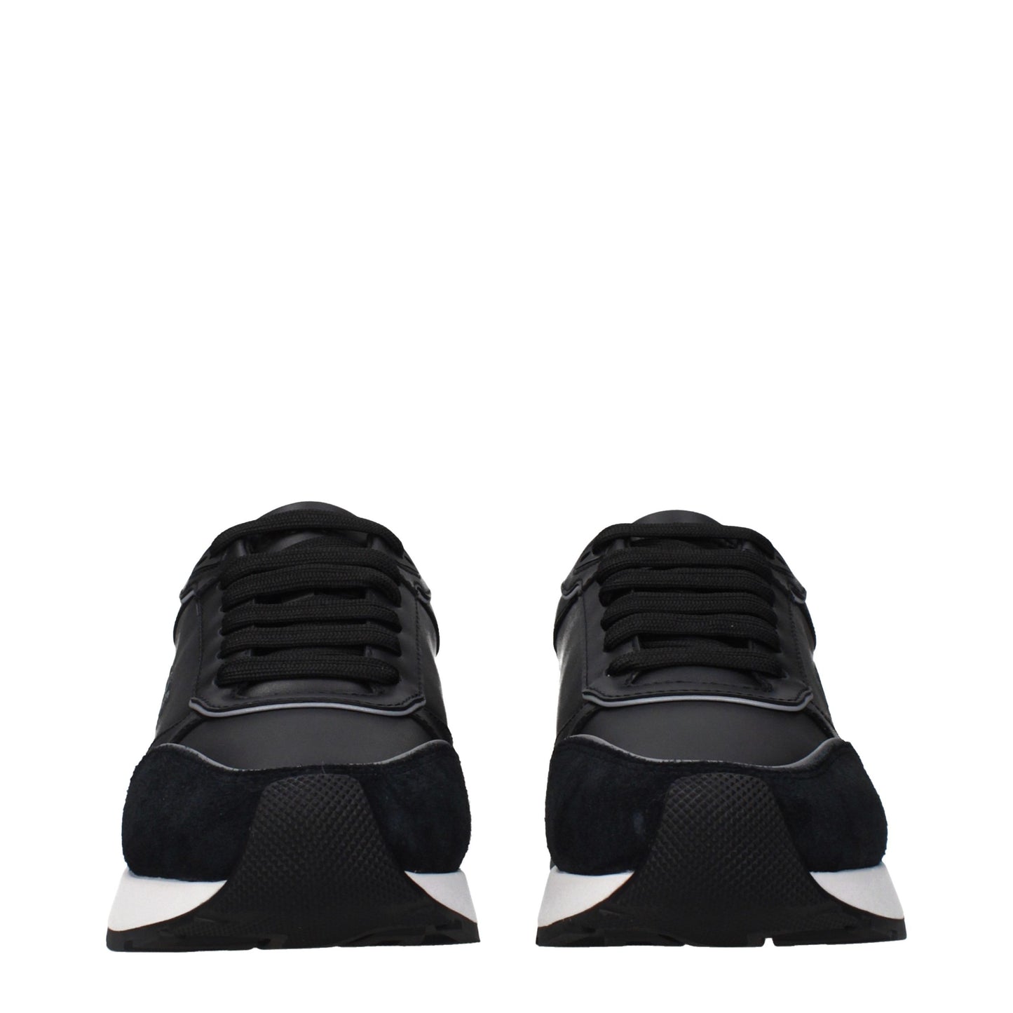 Versace Black Leather Low Top Sneakers