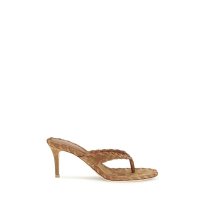 Gianvito Rossi Beige Calf Leather Bos Taurus Stiletto Heel Sandals