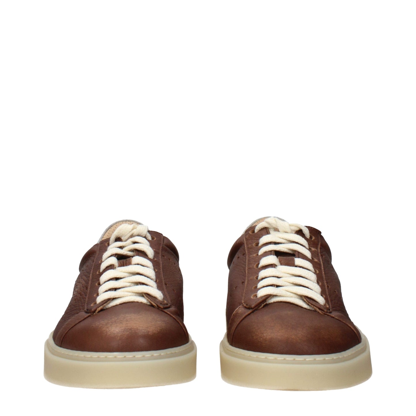 Eleventy Brown Leather Low Top Sneakers
