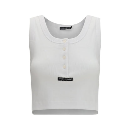 Dolce & Gabbana White Cotton Tank Tops