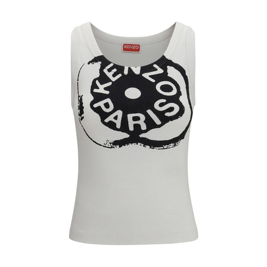 Kenzo White Cotton Sleeveles T-Shirt