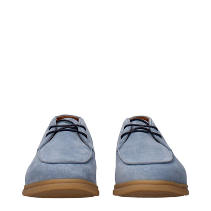 Eleventy Light Blue Leather Ankle Boots