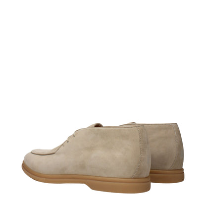 Eleventy Beige Leather Lace-Up Boots