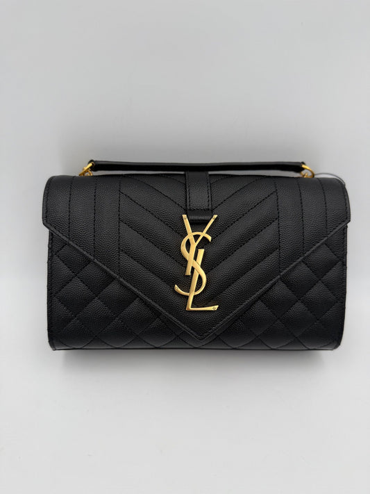 Saint Laurent SAINT LAURENT ENVELOPE SMALL in Black Grained Leather Handbag