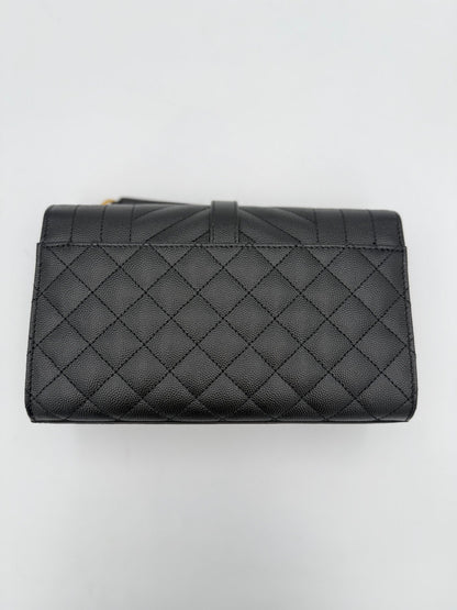 Saint Laurent SAINT LAURENT ENVELOPE SMALL in Black Grained Leather Handbag