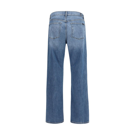 7FOR Blue Cotton Straight-Leg Jeans