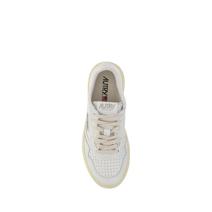 Autry White Calf Leather Bos Taurus Low Top Sneakers