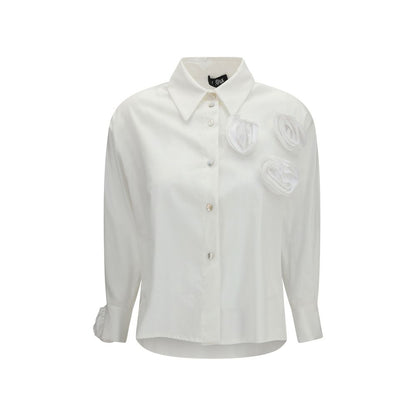 Ella White Cotton Pattern Shirt