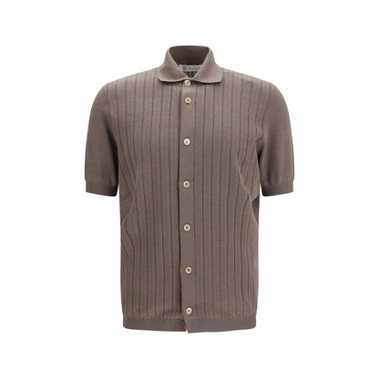 Brunello Cucinelli Brown Cotton Polo Shirt