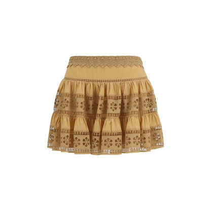 Charo Ruiz Brown Cotton Mini Skirt