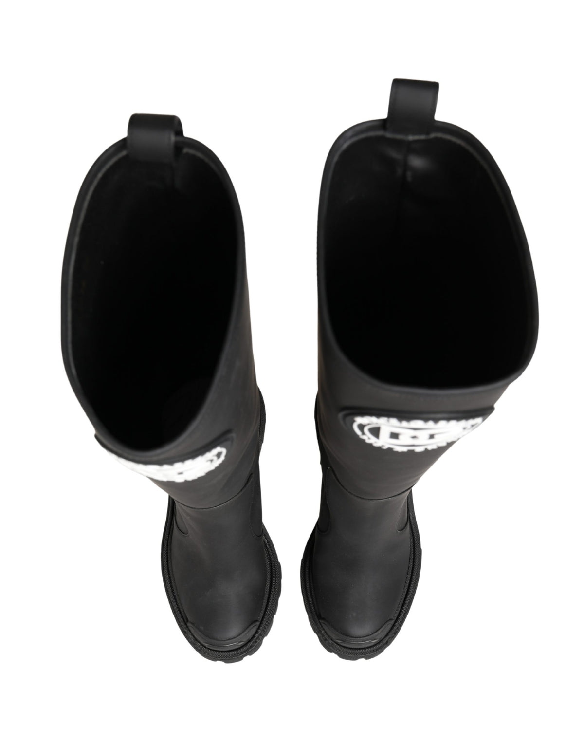 Dolce & Gabbana Black Rubberised Leather High Boots Shoes