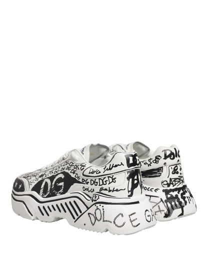Dolce & Gabbana White Daymaster Graffiti Low Top Sneakers Shoes