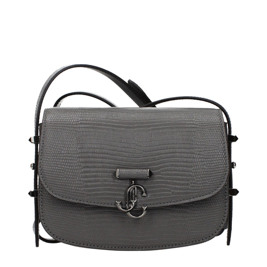 Jimmy Choo Gray Leather Shoulder Bag