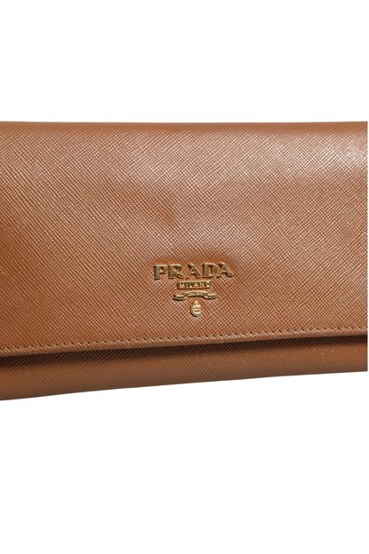 Prada Brown and Gold Wallet Strap