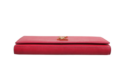 Saint Laurent Red Leather Monogram Wallet on Chain