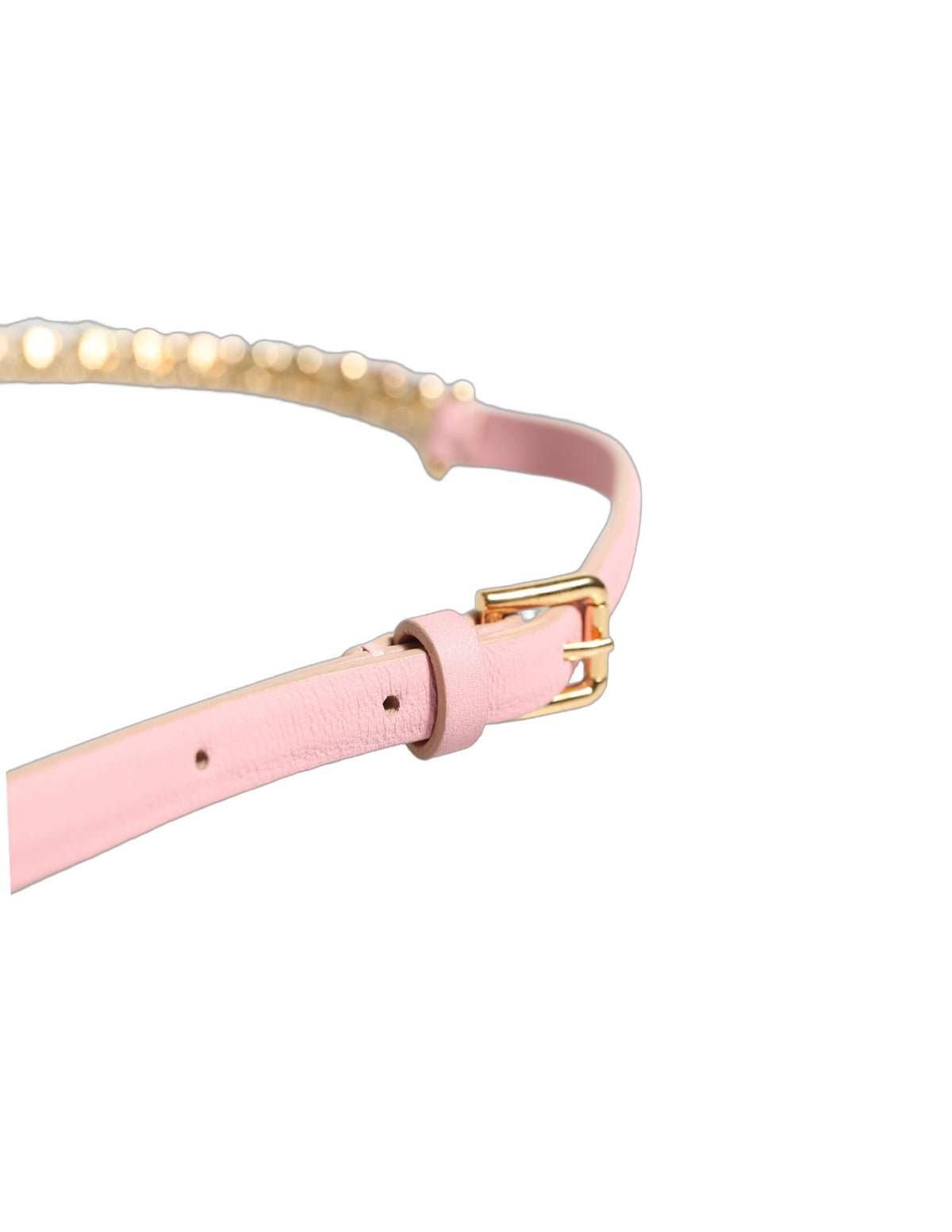 Dolce & Gabbana Gürtel aus rosa Leder mit Ketten- und Kristallverzierung