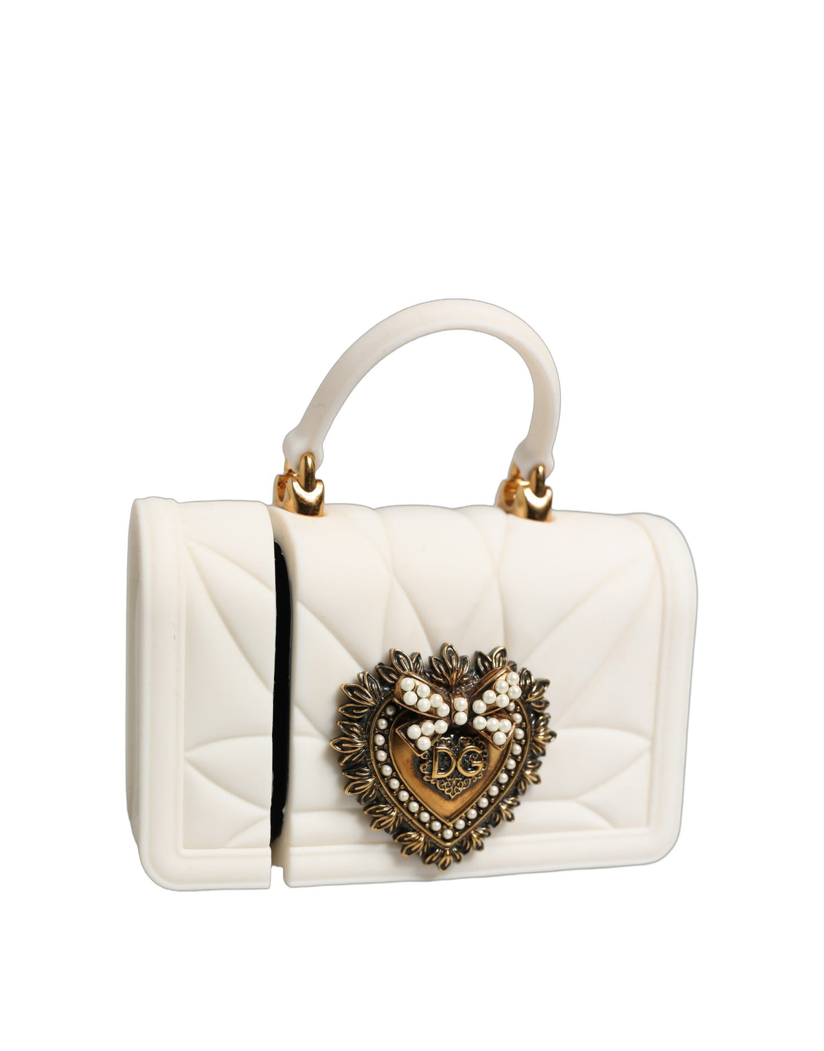 Dolce & Gabbana Case White Silicone Devotion Heart Cover Hand Bag Airpod