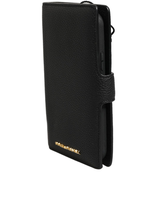 Dolce & Gabbana Case Flip Cover Black Calf Leather iPhone11 PRO Phone