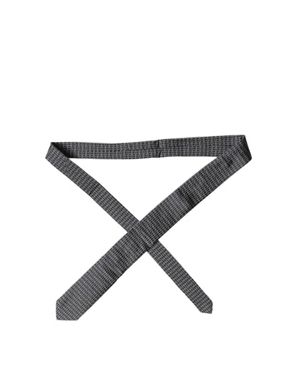 Dolce & Gabbana Black Geometric DG Silk Adjustable Men Tied Necktie Tie
