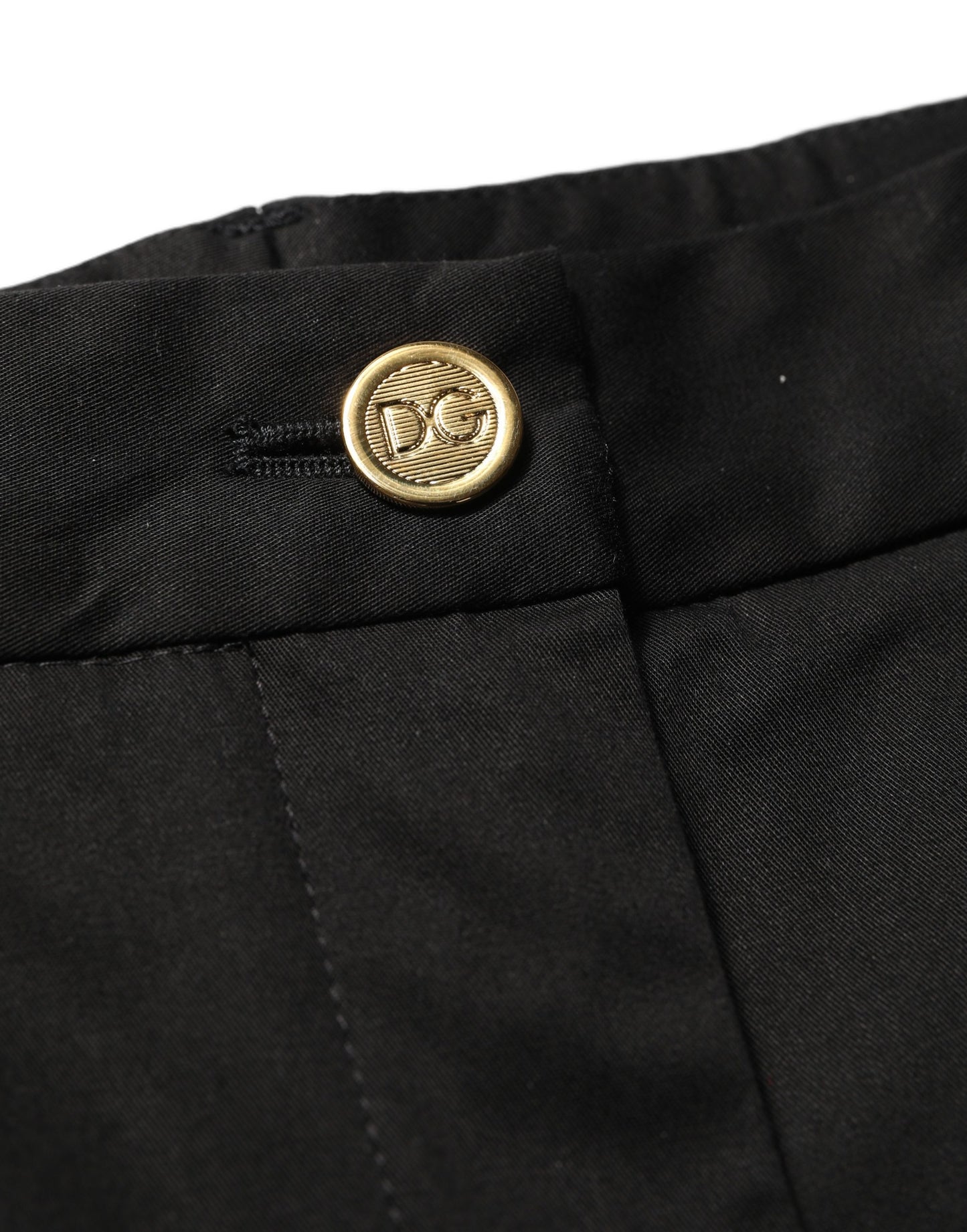 Dolce & Gabbana Black Tapered Leg Dress Cotton Trousers Pants