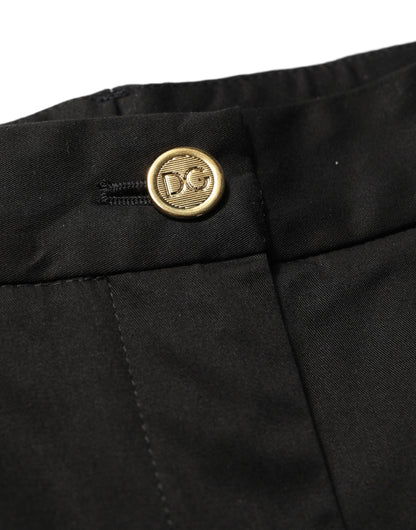 Dolce & Gabbana Black Tapered Leg Dress Cotton Trousers Pants