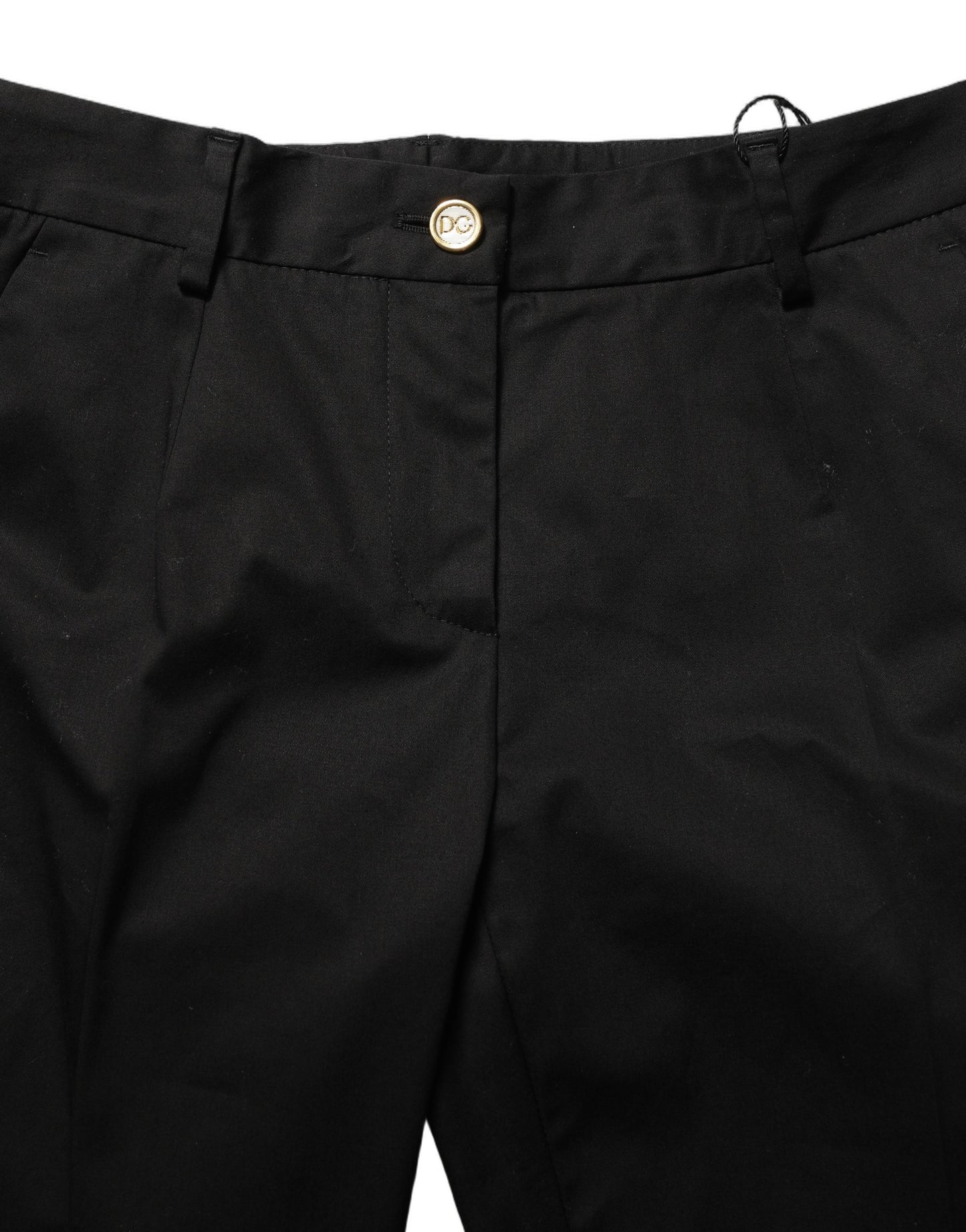Dolce & Gabbana Black Tapered Leg Dress Cotton Trousers Pants