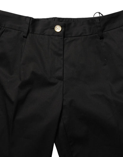 Dolce & Gabbana Black Tapered Leg Dress Cotton Trousers Pants