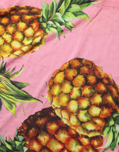 Dolce & Gabbana Pink Pineapple Roundneck Sleeveless Tank Top