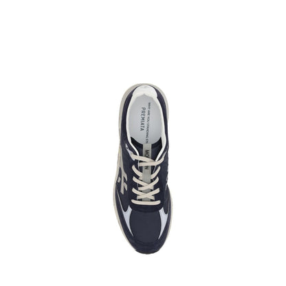 Premiata Blue Calf Leather Bos Taurus Athletic Sneakers