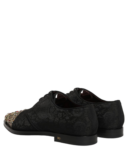 Dolce & Gabbana Black Embellished Men Derby Dress Formal Shoes