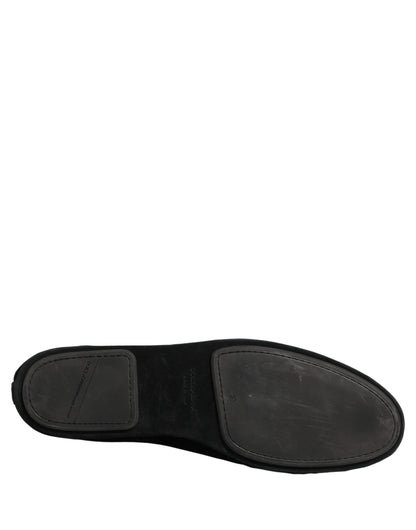 Dolce & Gabbana Black Crown Embellished Dress Loafers Shoes