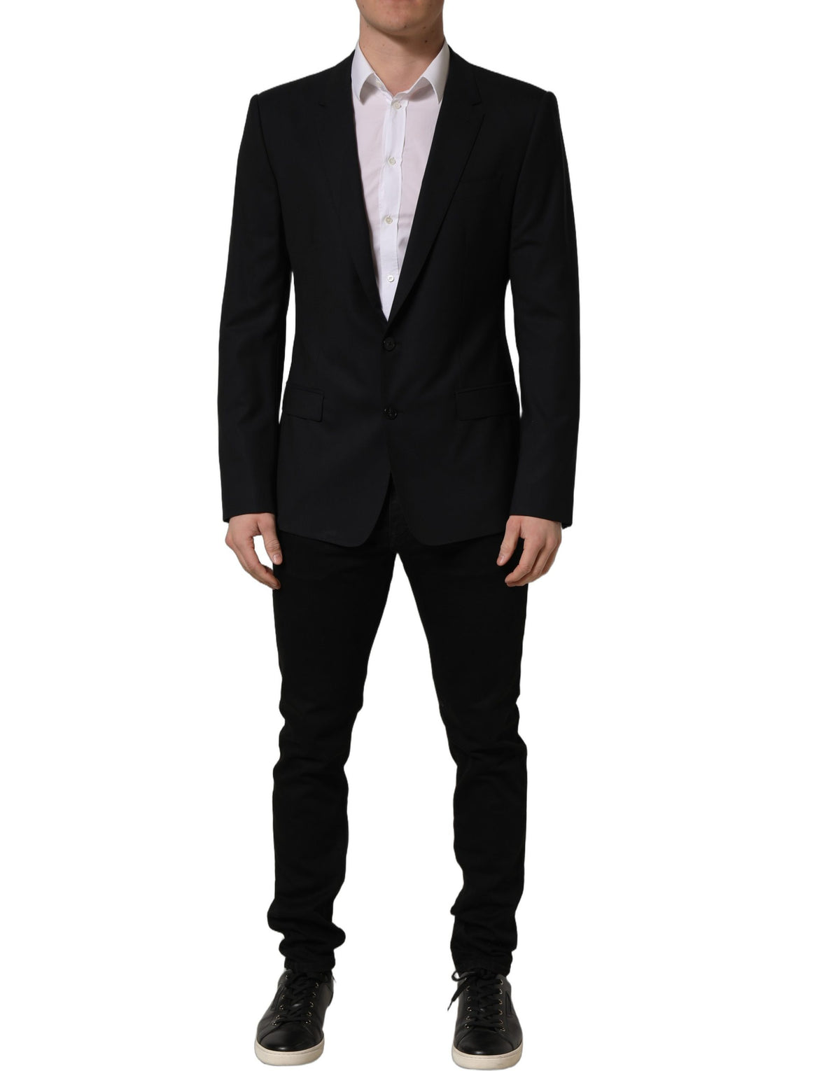 Dolce & Gabbana Dunkelblauer Einreihiger Blazer aus Wolle
