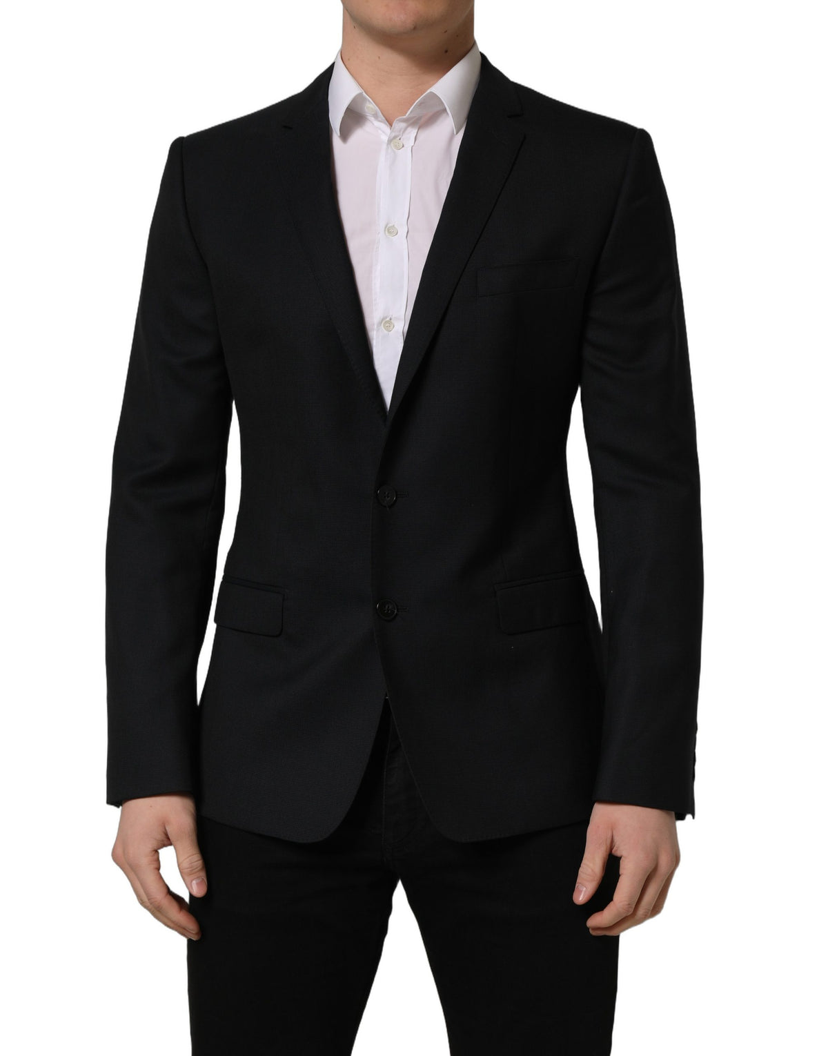 Dolce & Gabbana Dunkelblauer Einreihiger Blazer aus Wolle