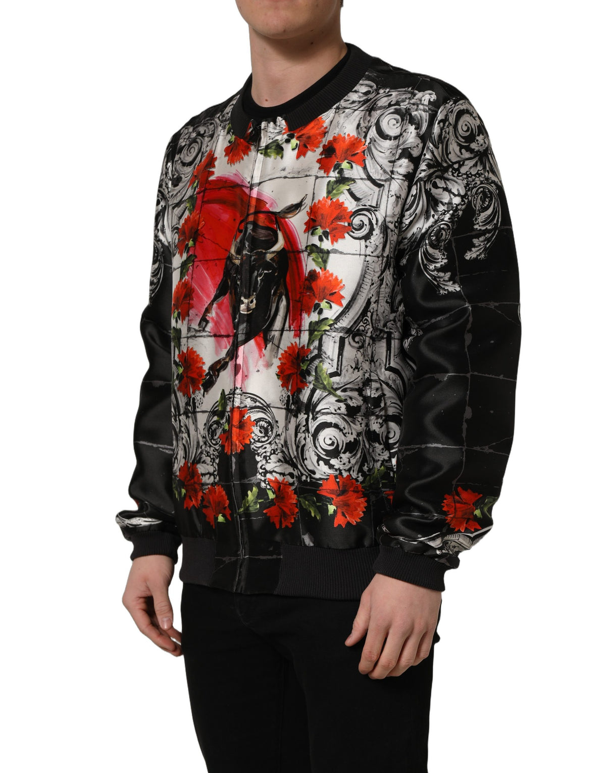 Dolce & Gabbana Bomberjacke mit Majolika-Stier-Print in Multicolor