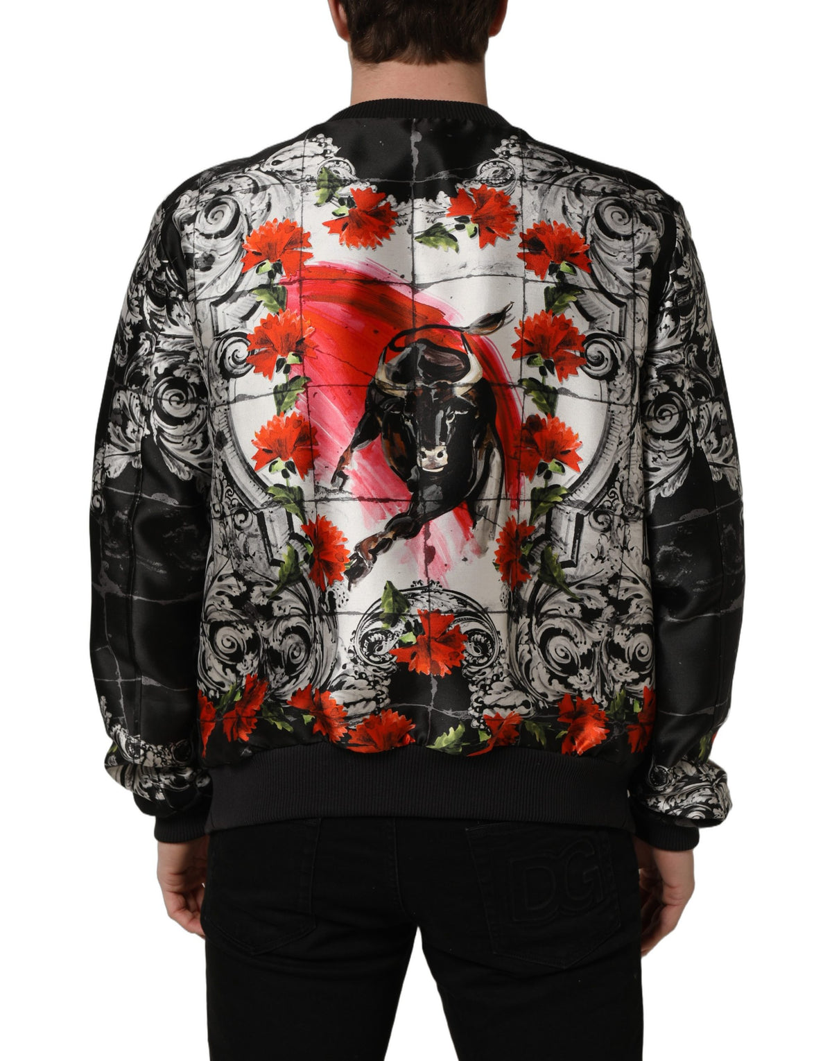Dolce & Gabbana Bomberjacke mit Majolika-Stier-Print in Multicolor