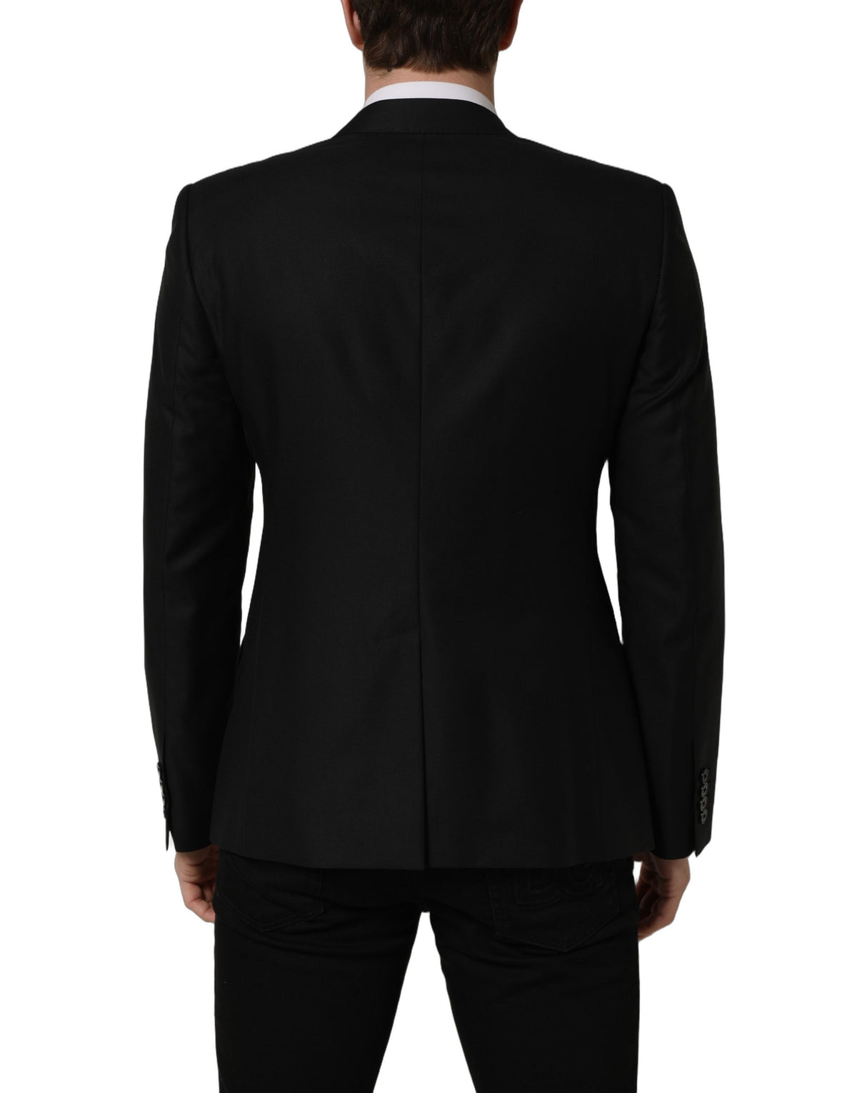 Dolce & Gabbana Schwarzer Blazer aus Wolle mit einfacher Knopfleiste