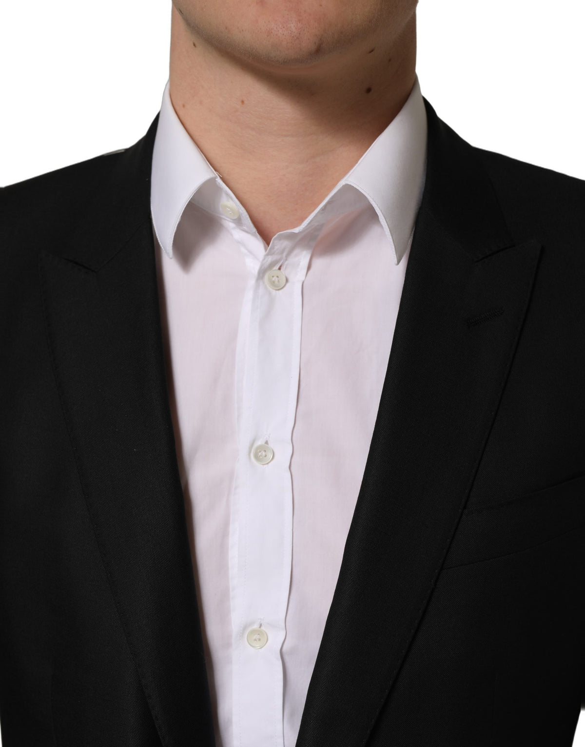 Dolce & Gabbana Schwarzer Blazer aus Wolle mit einfacher Knopfleiste