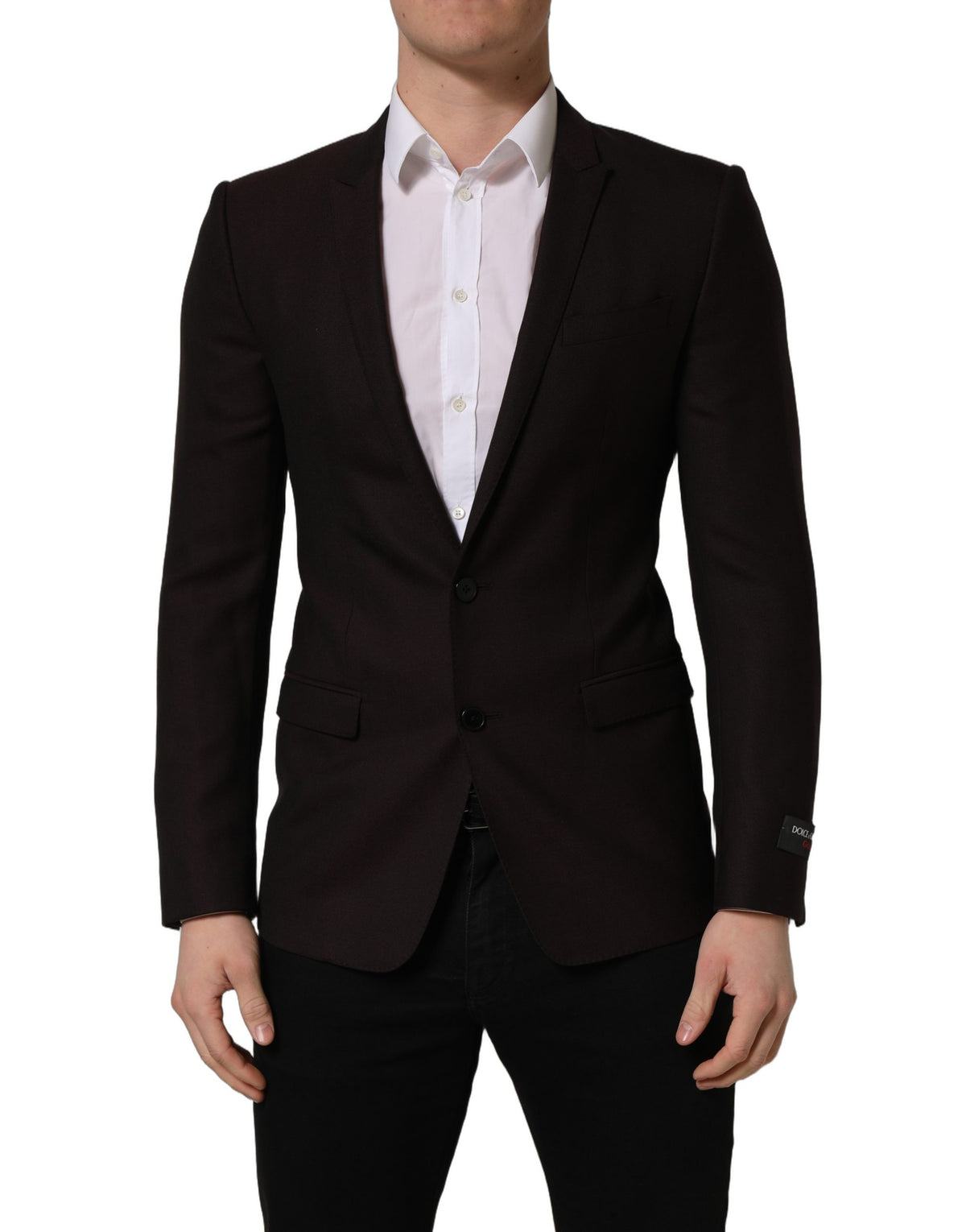 Dolce & Gabbana Braune Woll GOLD Einreihige Herrenjacke