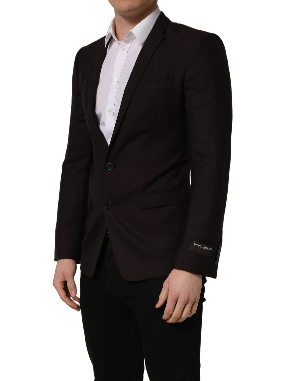Dolce & Gabbana Braune Woll GOLD Einreihige Herrenjacke